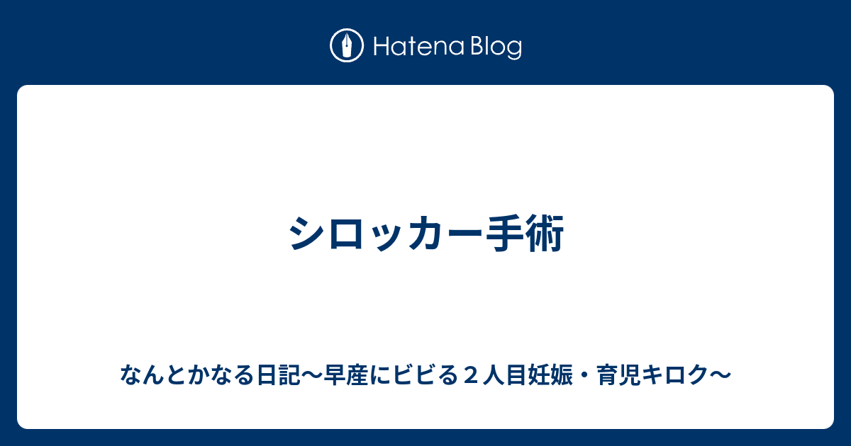 シロッカー手術 なんとかなる日記 早産にビビる２人目妊娠 育児キロク