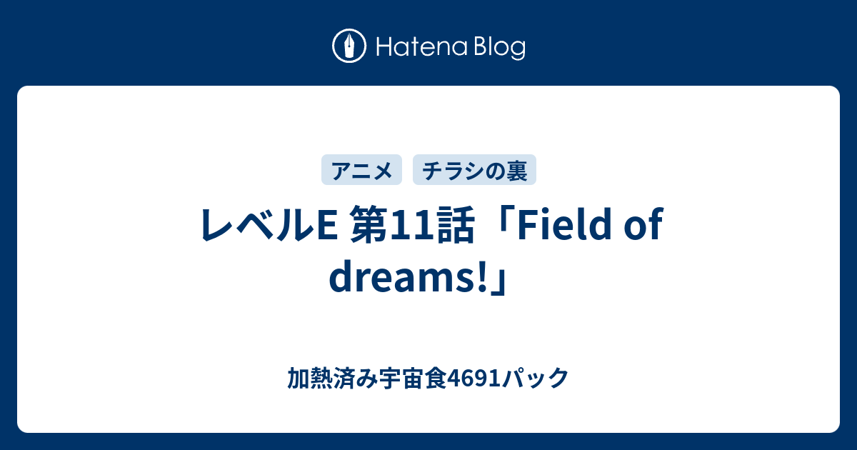 レベルe 第11話 Field Of Dreams 加熱済み宇宙食4691パック