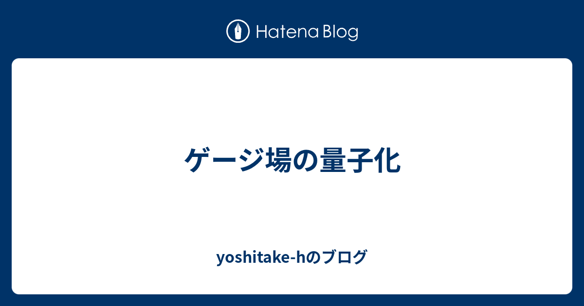 yoshitake-hのブログ  ゲージ場の量子化