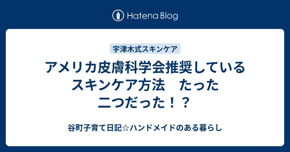 アメリカ皮膚科学会推奨しているスキンケア方法 たった二つだった 谷町子育て日記