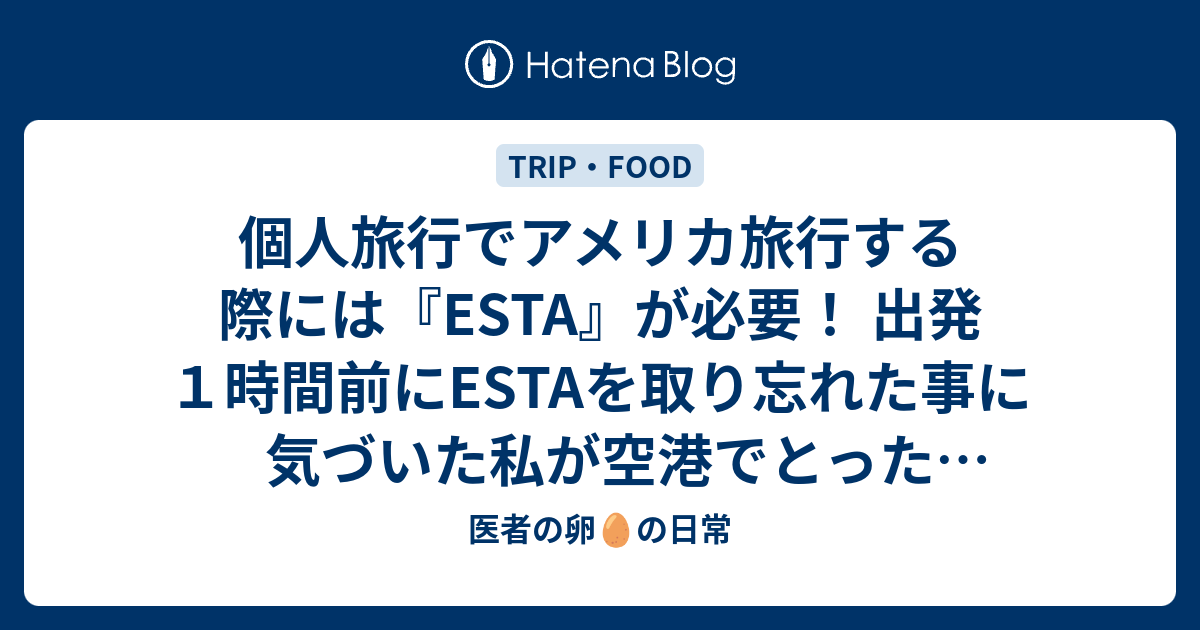 個人旅行でアメリカ旅行する際には Esta が必要 出発１時間前にestaを取り忘れた事に気づいた私が空港でとった行動とは 医者の卵 の日常