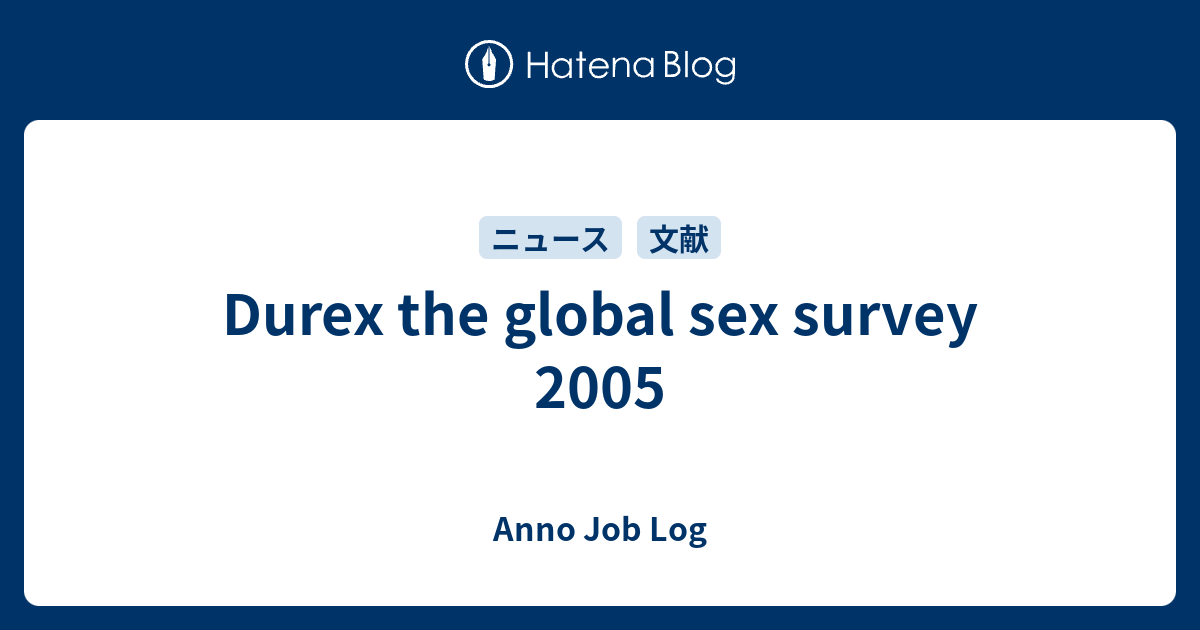 Durex The Global Sex Survey 2005 Anno Job Log 5183