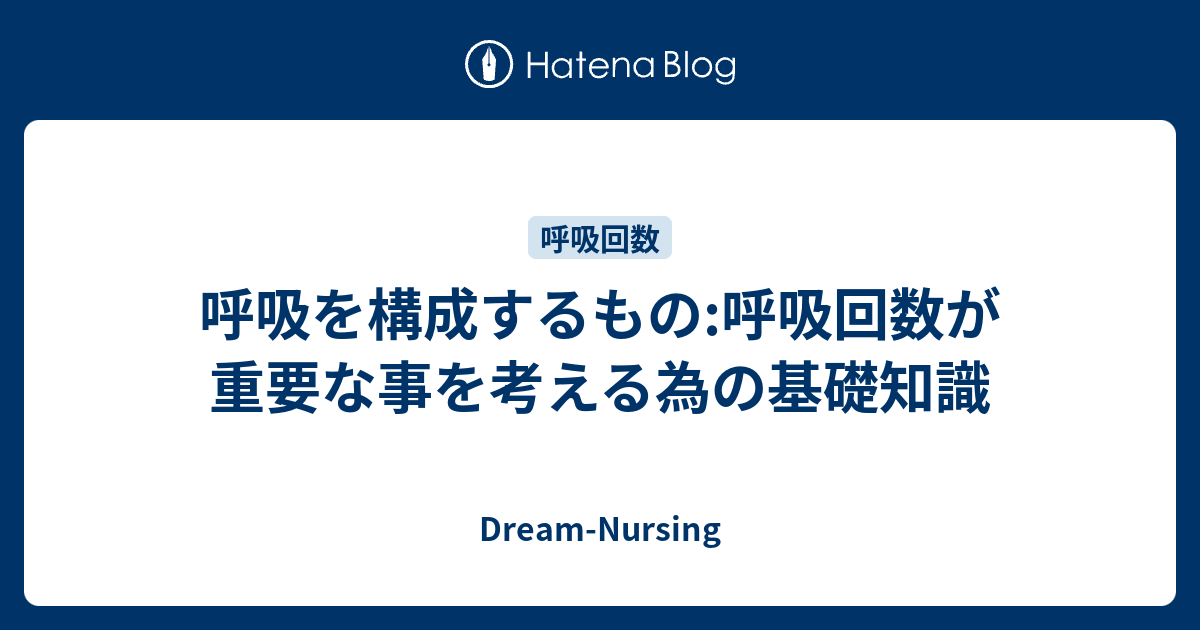 呼吸を構成するもの呼吸回数が重要な事を考える為の基礎知識 DreamNursing