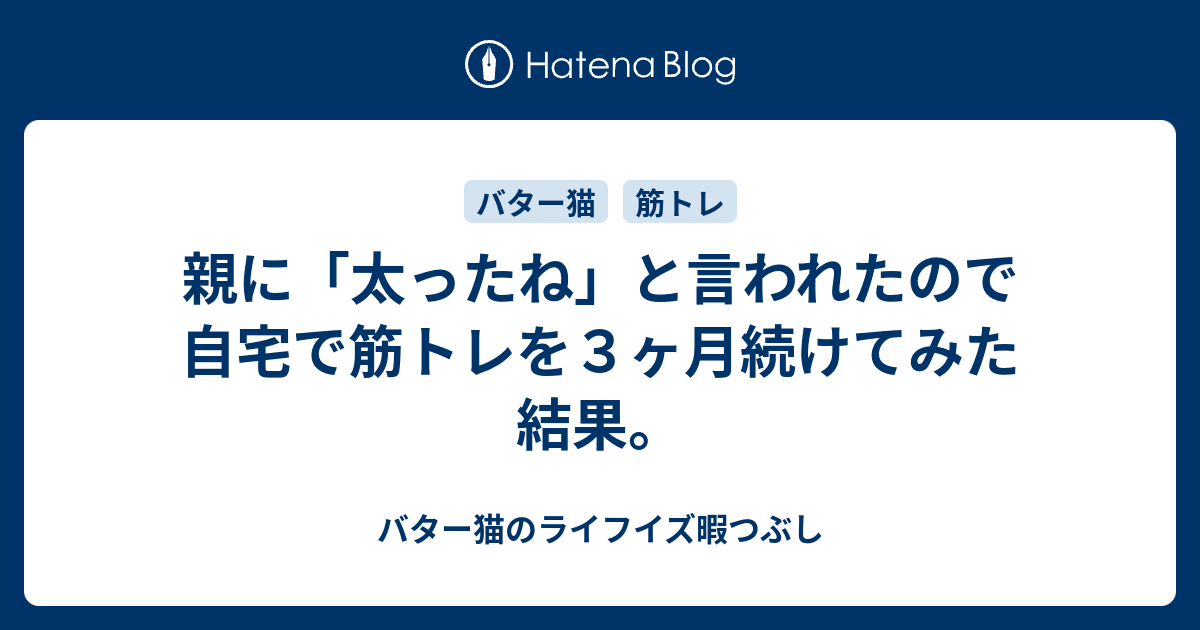 親に 太ったね と言われたので自宅で筋トレを３ヶ月続けてみた結果 バター猫のライフイズ暇つぶし