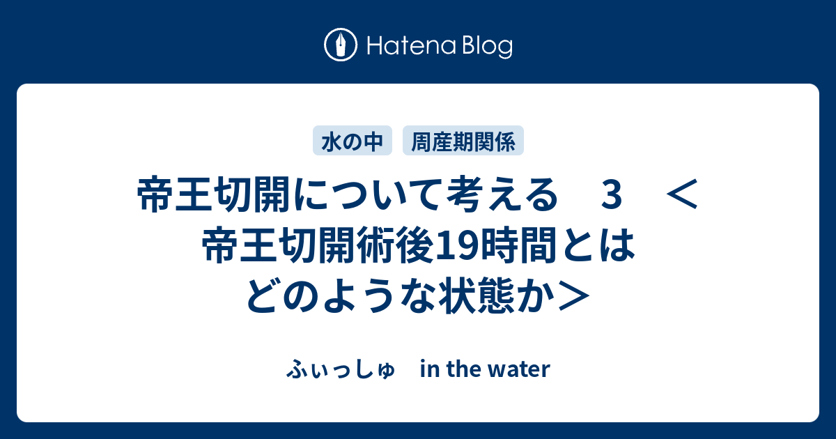 帝王切開について考える 3 帝王切開術後19時間とはどのような状態か ふぃっしゅ In The Water