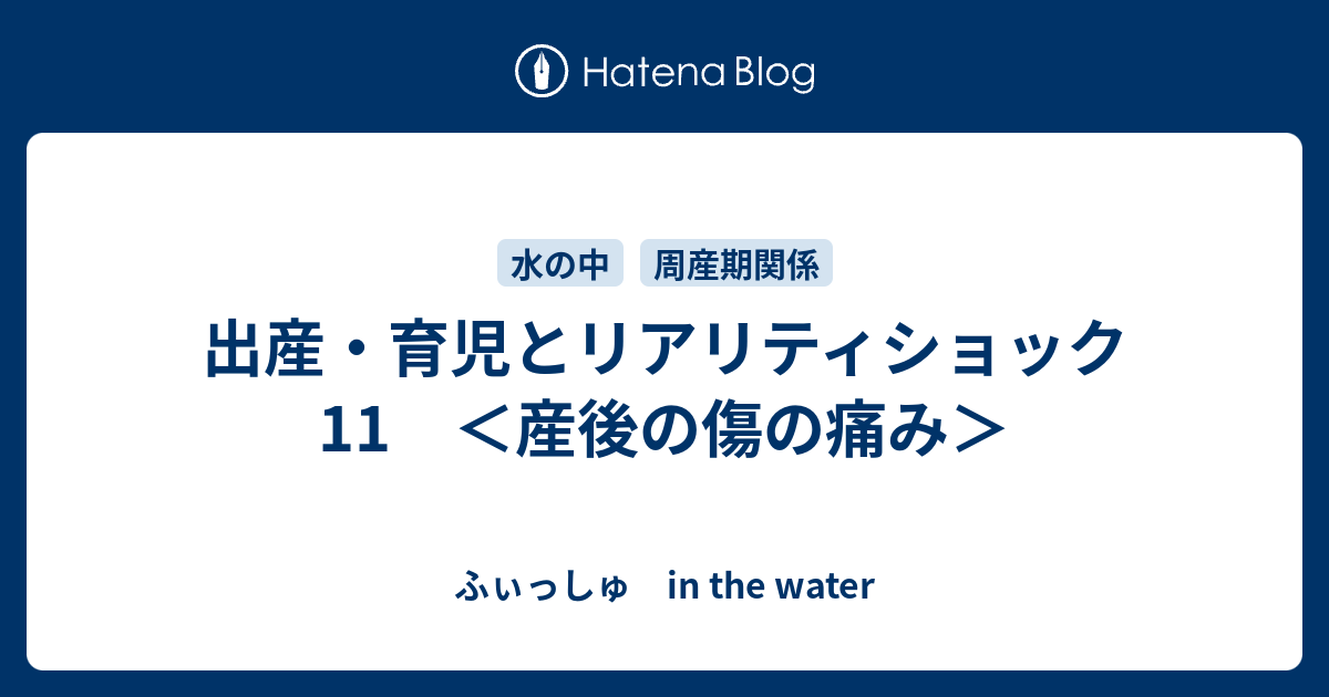 出産 育児とリアリティショック 11 産後の傷の痛み ふぃっしゅ In The Water