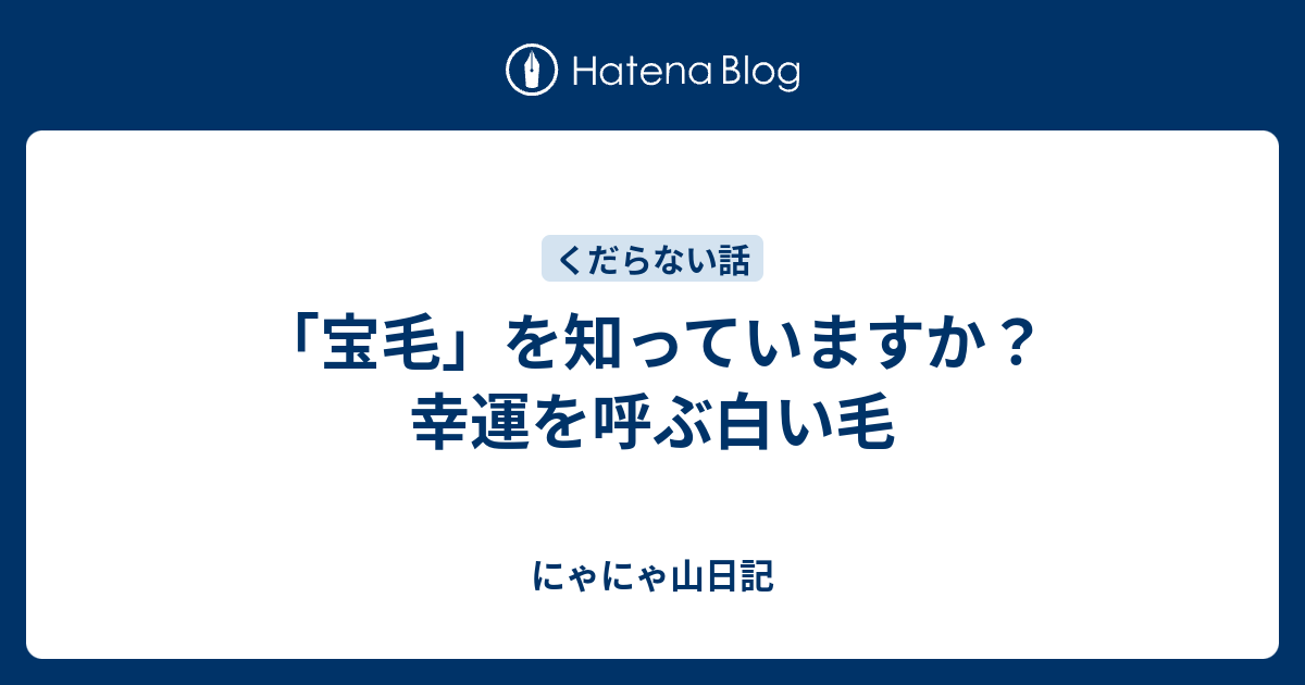 宝毛 を知っていますか 幸運を呼ぶ白い毛 にゃにゃ山日記