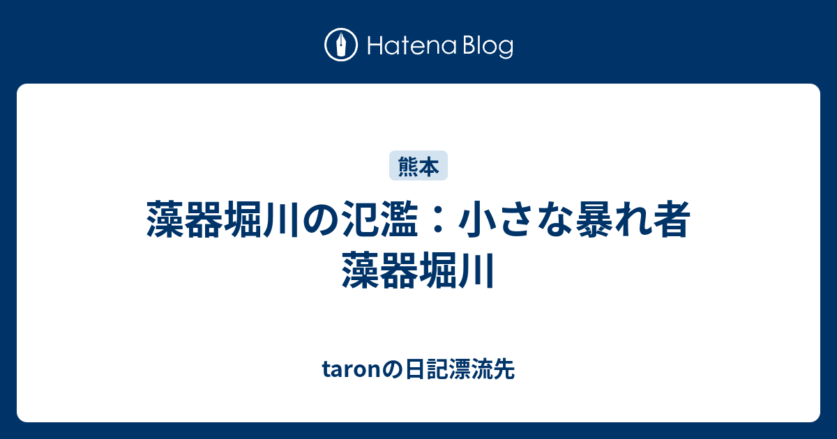 藻器堀川の氾濫 小さな暴れ者 藻器堀川 Taronの日記漂流先