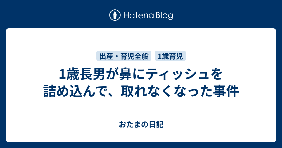 1歳長男が鼻にティッシュを詰め込んで 取れなくなった事件 おたまの日記