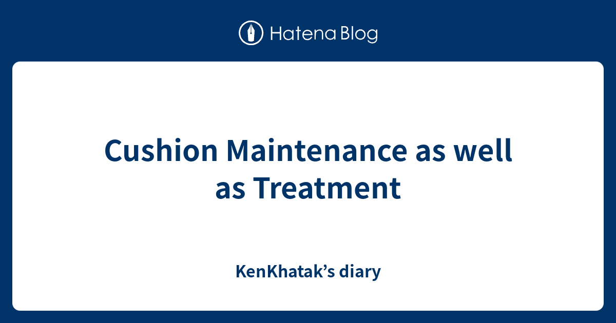 Cushion Maintenance as well as Treatment KenKhatak’s diary