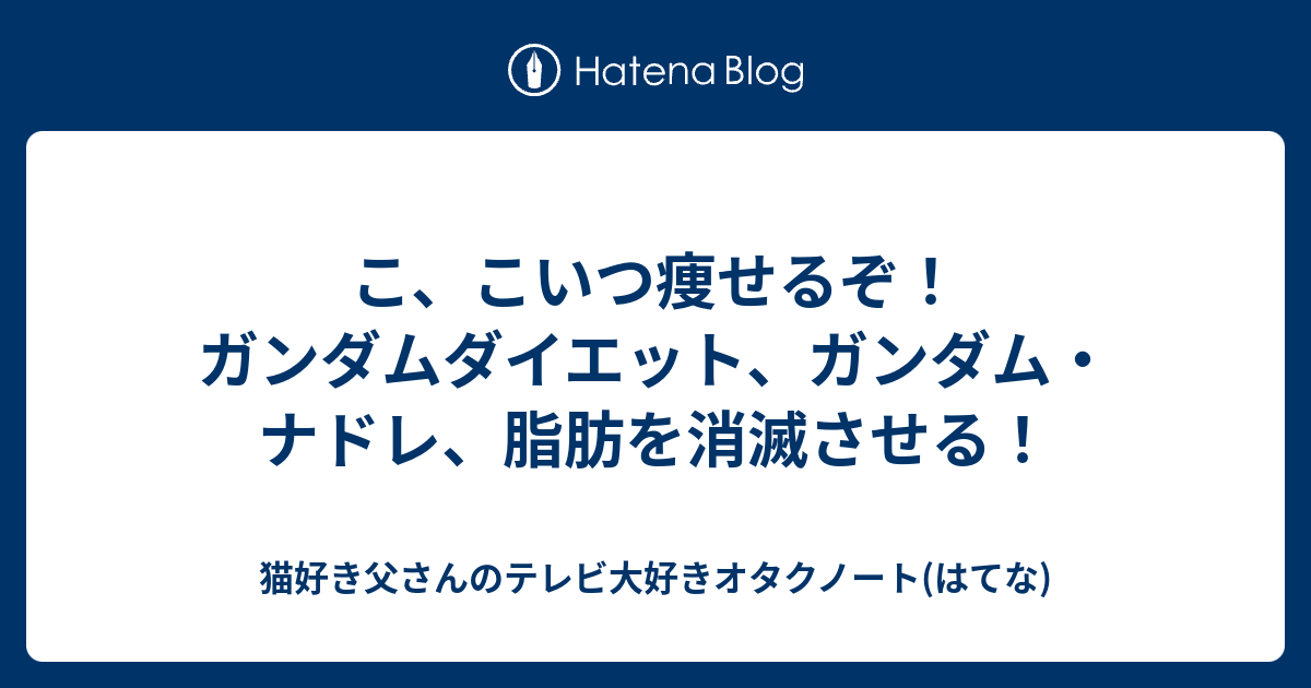 こ こいつ痩せるぞ ガンダムダイエット ガンダム ナドレ 脂肪を消滅させる 猫好き父さんのはてなノート