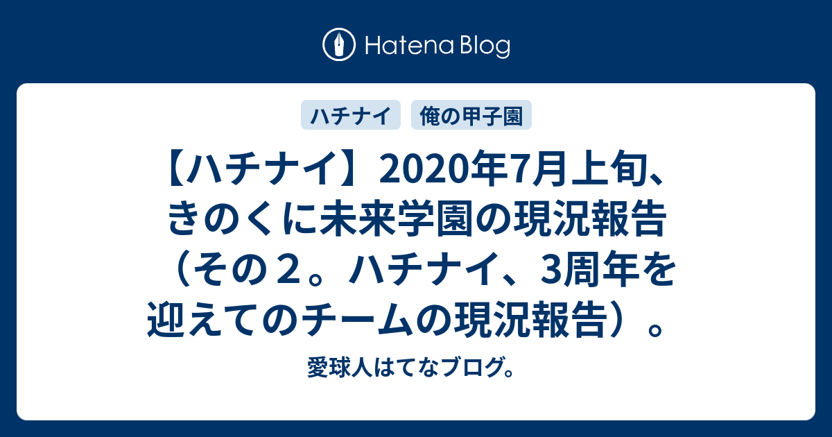 ハチナイ 年7月上旬 きのくに未来学園の現況報告 その２ ハチナイ 3周年を迎えてのチームの現況報告 愛球人はてなブログ