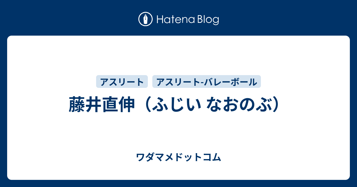 藤井直伸のプロフィール ワダマメドットコム