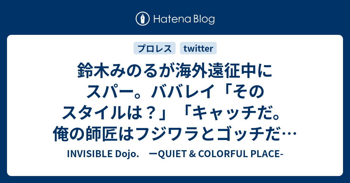 鈴木みのるが海外遠征中にスパー ババレイ そのスタイルは キャッチだ 俺の師匠はフジワラとゴッチだ あの伝説の 失礼しました Invisible D ーquiet Colorful Place