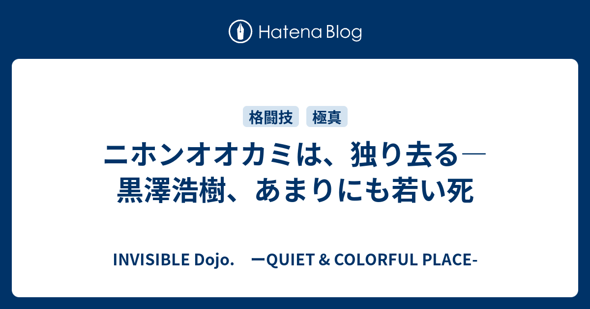 ニホンオオカミは 独り去る 黒澤浩樹 あまりにも若い死 Invisible D ーquiet Colorful Place