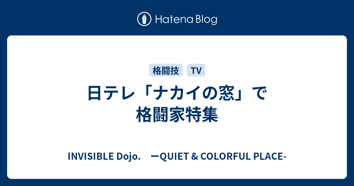 日テレ ナカイの窓 で格闘家特集 Invisible D ーquiet Colorful Place