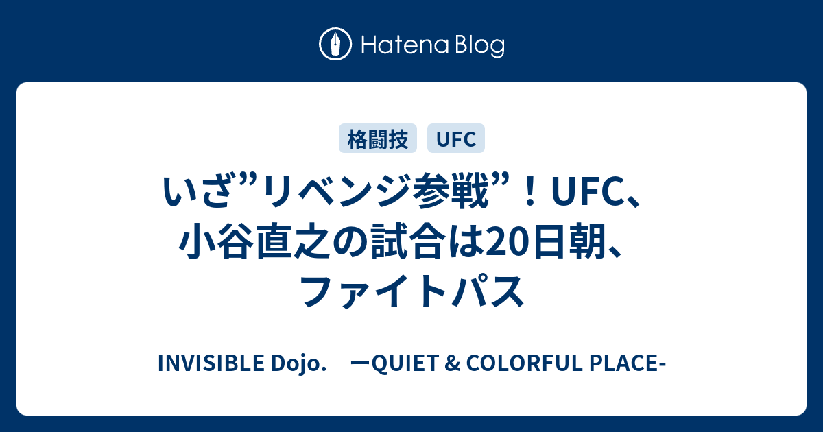 いざ リベンジ参戦 Ufc 小谷直之の試合は日朝 ファイトパス Invisible D ーquiet Colorful Place