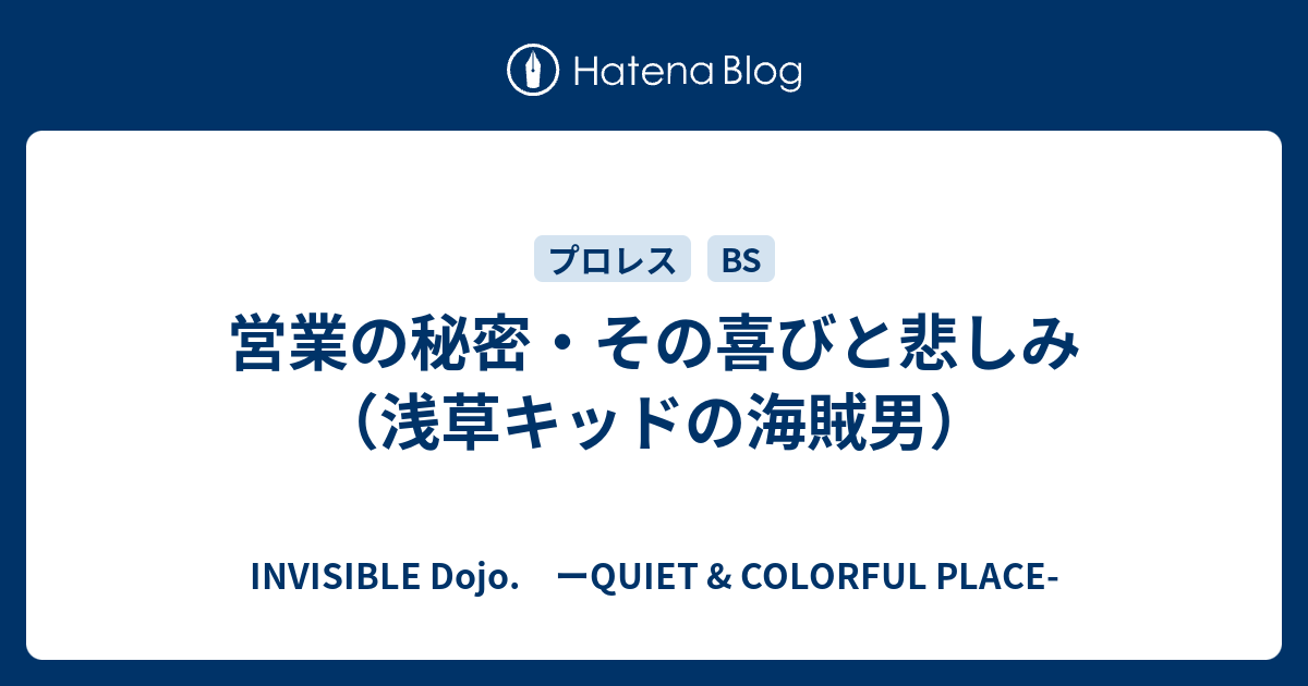 営業の秘密 その喜びと悲しみ 浅草キッドの海賊男 Invisible D ーquiet Colorful Place