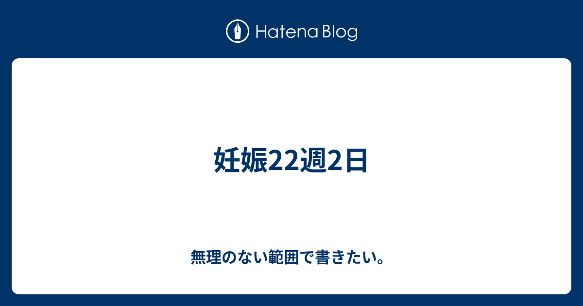 妊娠22週2日 無理のない範囲で書きたい