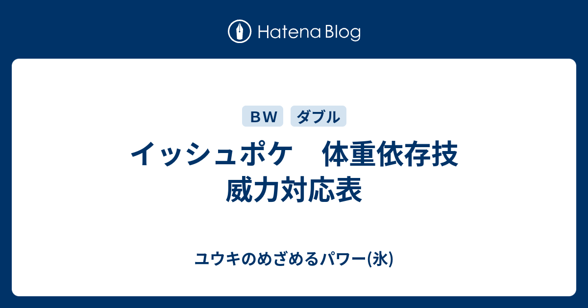 イッシュポケ 体重依存技 威力対応表 ユウキのめざめるパワー 氷