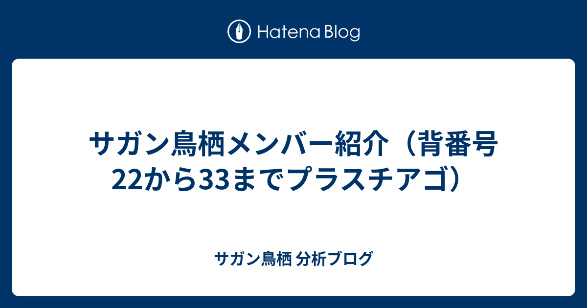 サガン鳥栖メンバー紹介 背番号22から33までプラスチアゴ サガン鳥栖 分析ブログ