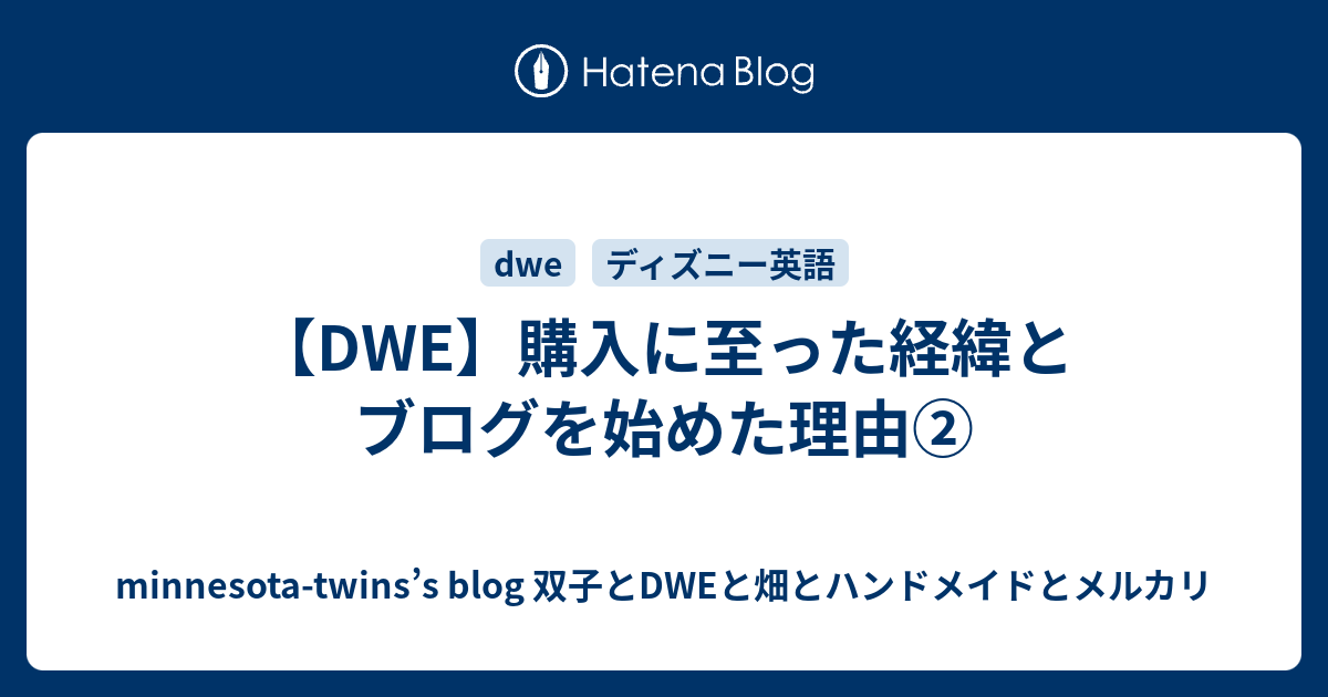 Dwe 購入に至った経緯とブログを始めた理由 Minnesota Twins S Blog 双子とdweと畑とハンドメイドとメルカリ