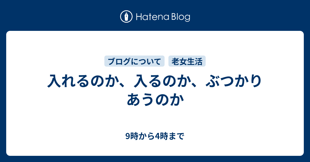 入れるのか、入るのか、ぶつかりあうのか - 9時から4時まで