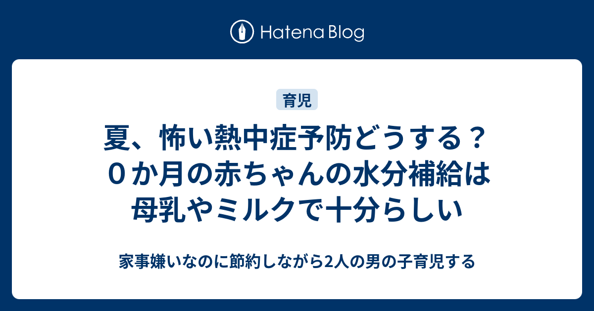 夏 怖い熱中症予防どうする ０か月の赤ちゃんの水分補給は母乳やミルクで十分らしい 家事嫌いなのに節約しながら2人の男の子育児する