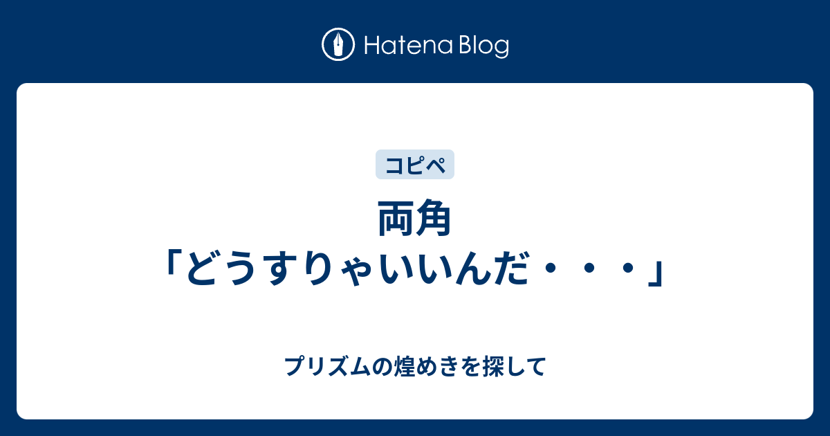 両角 どうすりゃいいんだ プリズムの煌めきを探して