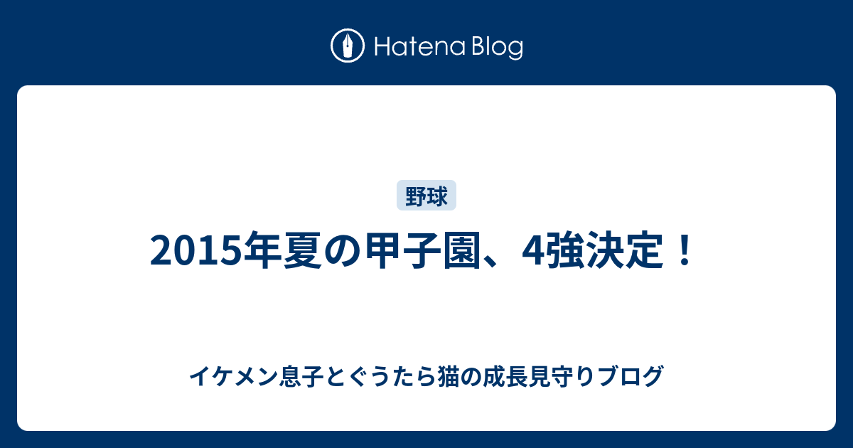 15年夏の甲子園 4強決定 イケメン息子とぐうたら猫の成長見守りブログ