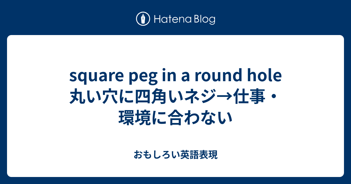 Square Peg In A Round Hole 丸い穴に四角いネジ 仕事 環境に合わない おもしろい英語表現