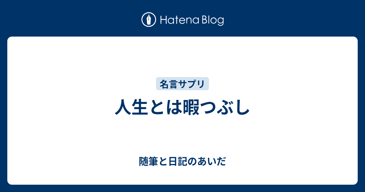 人生とは暇つぶし 随筆と日記のあいだ