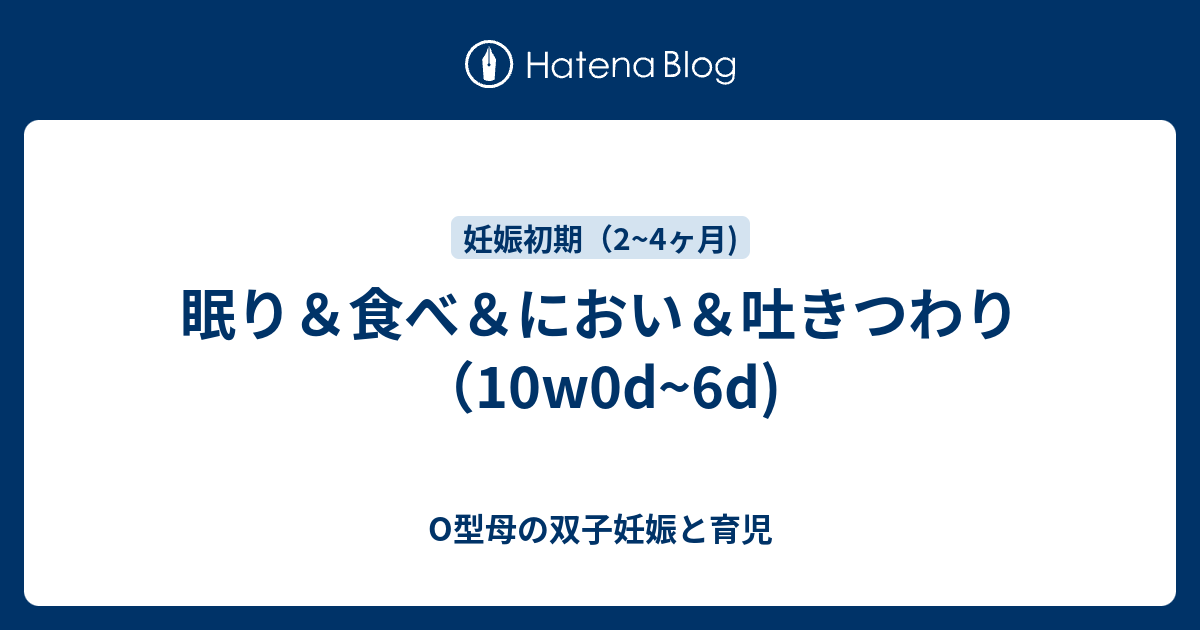 眠り 食べ におい 吐きつわり 10w0d 6d O型母の双子妊娠と育児