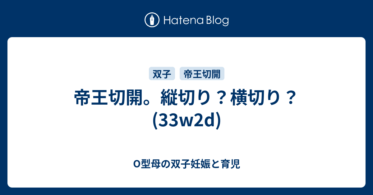 帝王切開 縦切り 横切り 33w2d O型母の双子妊娠と育児