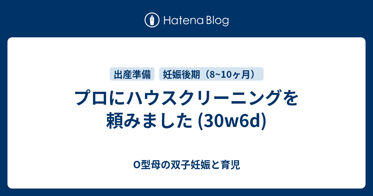 プロにハウスクリーニングを頼みました 30w6d O型母の双子妊娠と育児