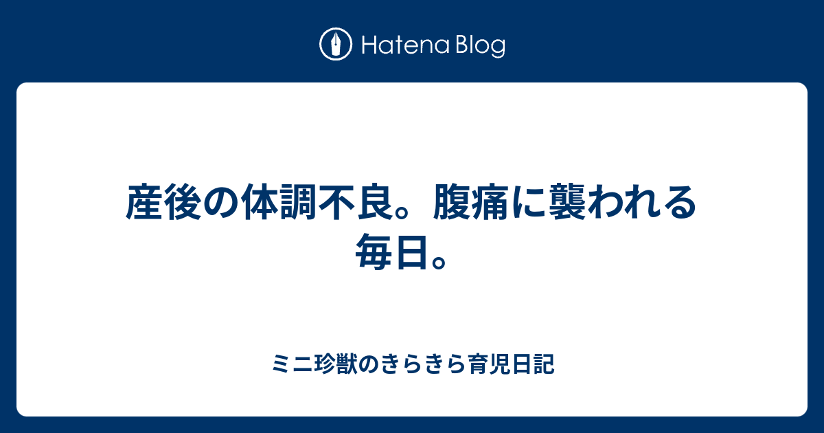 産後の体調不良 腹痛に襲われる毎日 ミニ珍獣のきらきら育児日記