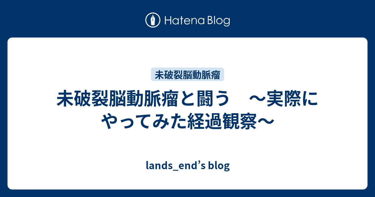 未破裂脳動脈瘤と闘う 実際にやってみた経過観察 Lands End S Blog