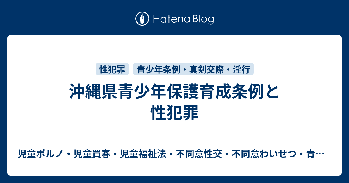 沖縄県青少年保護育成条例と性犯罪 児童ポルノ 児童買春 児童福祉法 監護者わいせつ 強制わいせつ 青少年条例 不正アクセス禁止法 わいせつ電磁的記録記録被告事件弁護人 奥村徹弁護士の見解 弁護士直通050 5861 Hp3 Okumura Tanaka Law Com