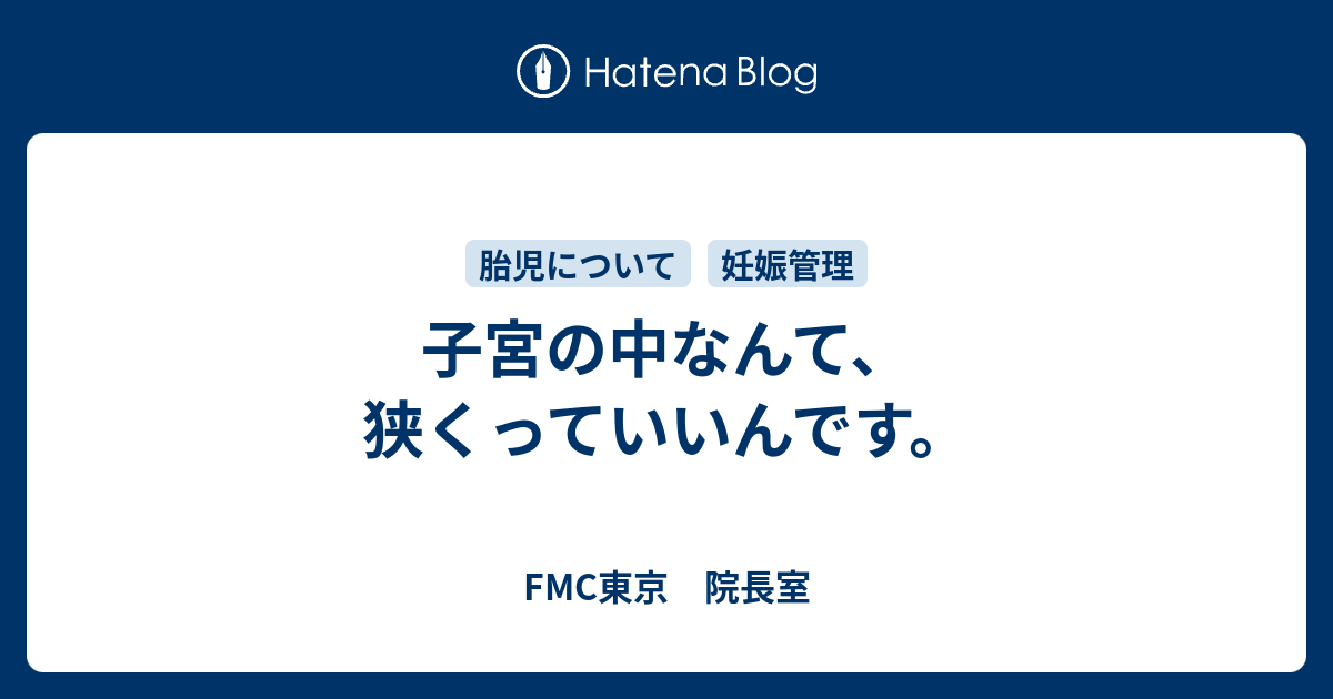 子宮の中なんて 狭くっていいんです Fmc東京 院長室