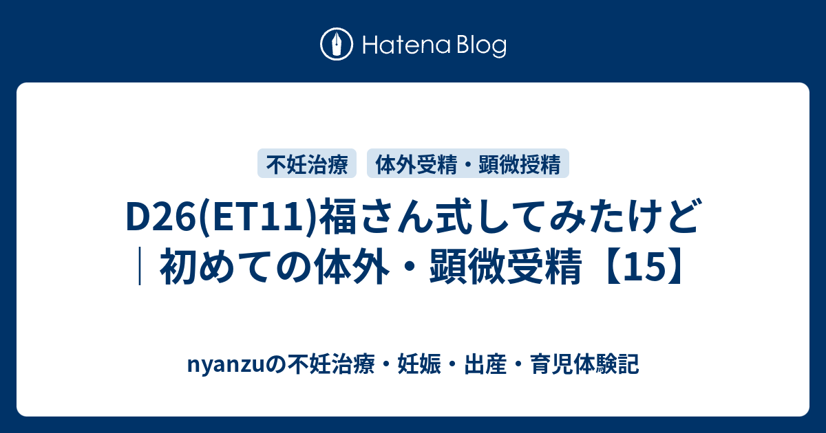 D26 Et11 福さん式してみたけど 初めての体外 顕微受精 15 Nyanzuの不妊治療 妊娠 出産 育児体験記