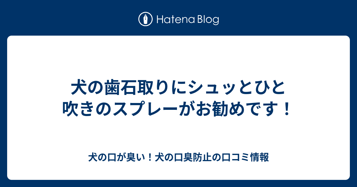 犬の歯石取りにシュッとひと吹きのスプレーがお勧めです 犬の口が臭い 犬の口臭防止の口コミ情報