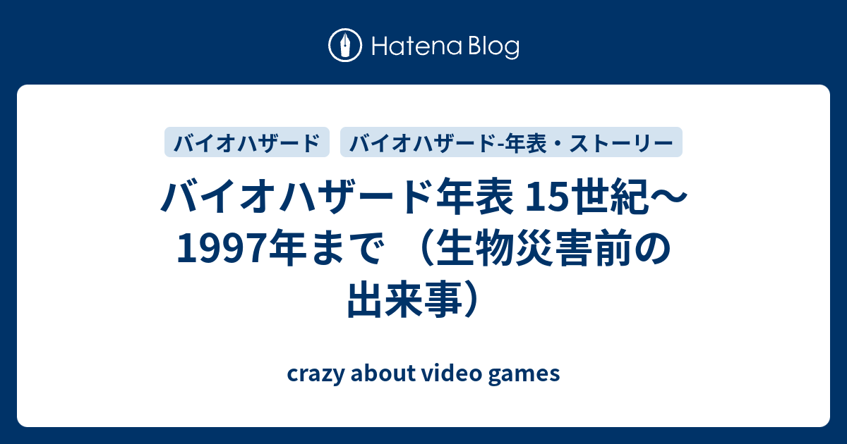 バイオハザード年表 15世紀 1997年まで 生物災害前の出来事 Crazy About Video Games