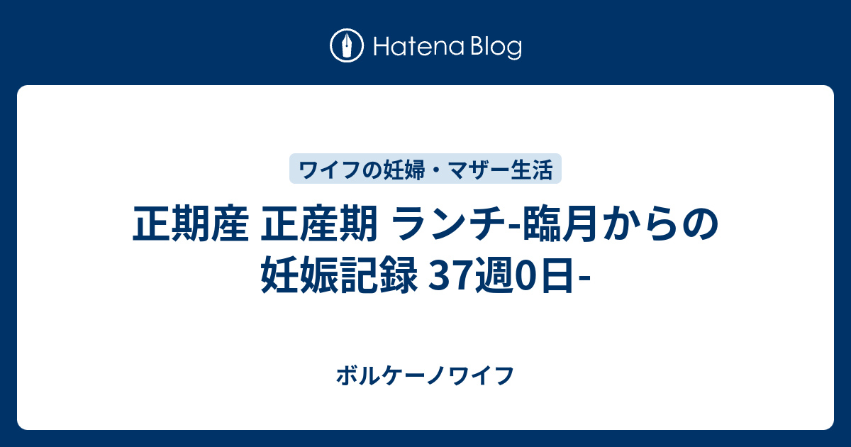 正期産 正産期 ランチ 臨月からの妊娠記録 37週0日 ボルケーノワイフ