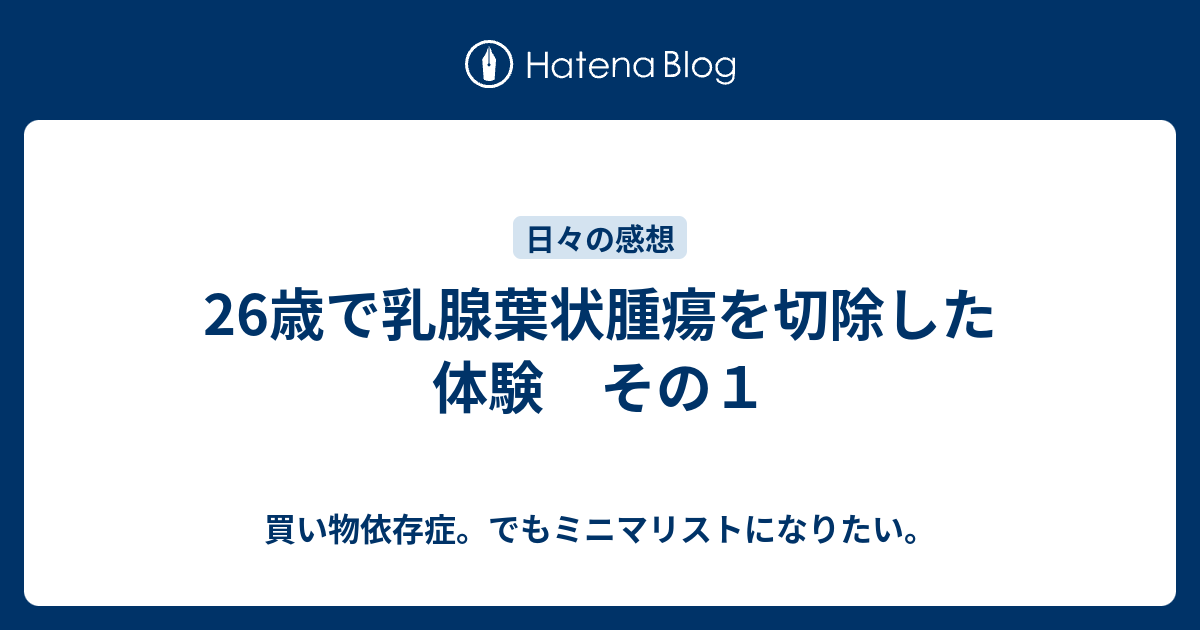 26歳で乳腺葉状腫瘍を切除した体験 その１ 買い物依存症 でもミニマリストになりたい