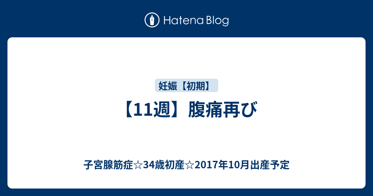 11週 腹痛再び 子宮腺筋症 34歳初産 17年10月出産予定