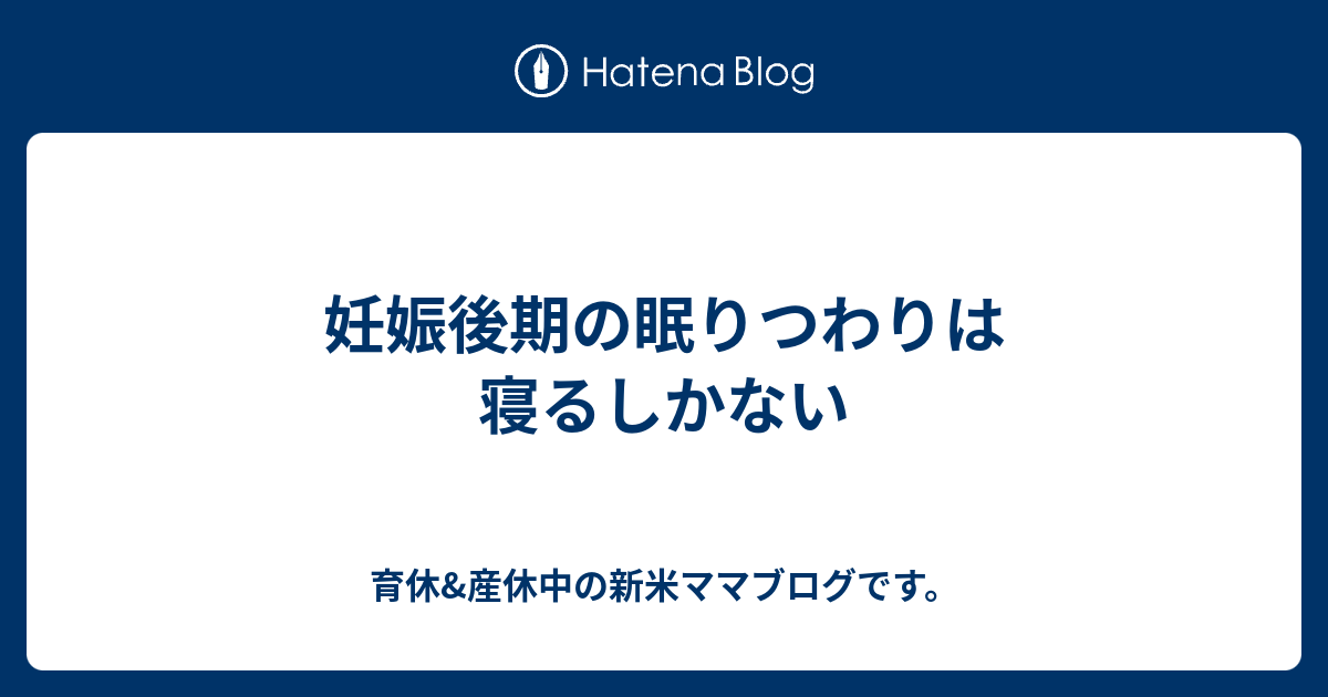 妊娠後期の眠りつわりは寝るしかない 育休 産休中の新米ママブログです