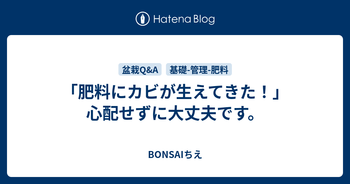 肥料にカビが生えてきた 心配せずに大丈夫です Bonsaiちえ