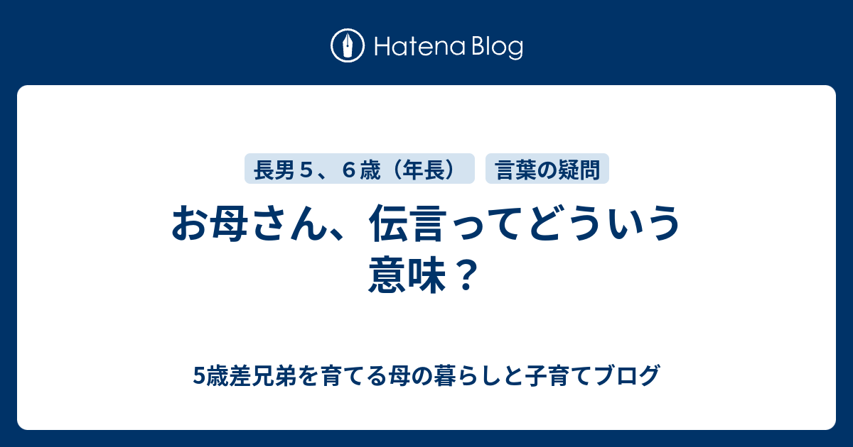 お母さん 伝言ってどういう意味 5歳差兄弟を育てる母の暮らしと子育てブログ