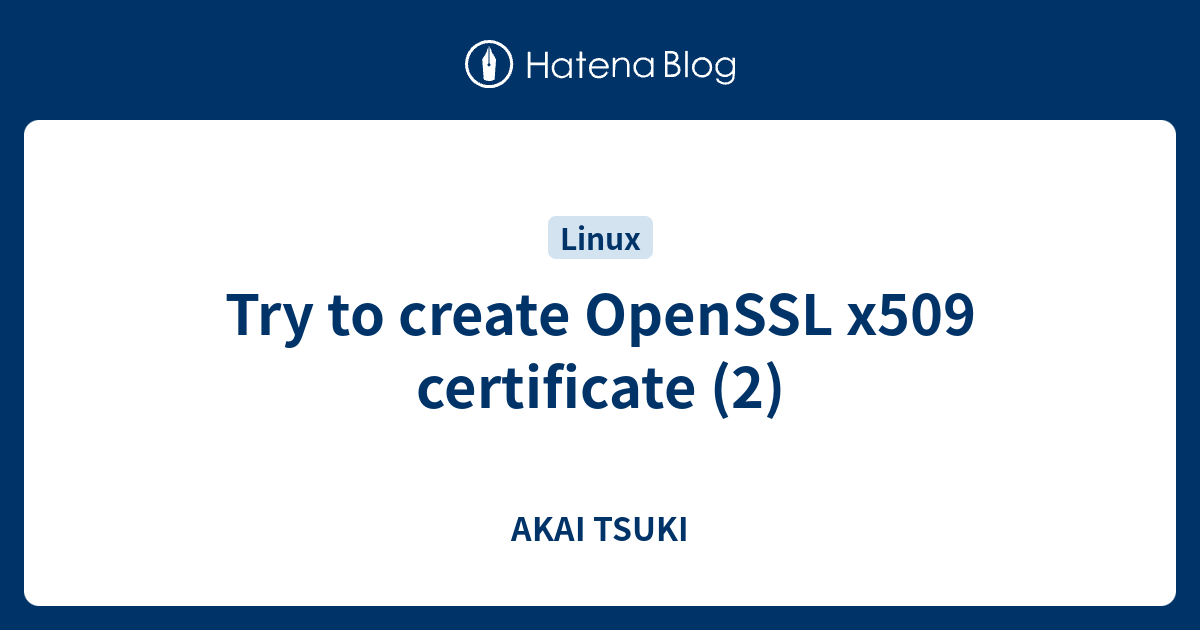 Try to create OpenSSL x509 certificate (2) AKAI TSUKI