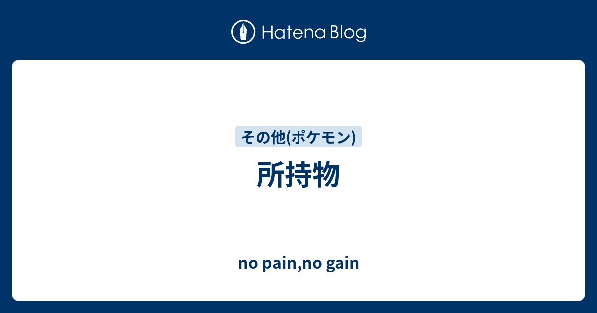 所持物 No Pain No Gain